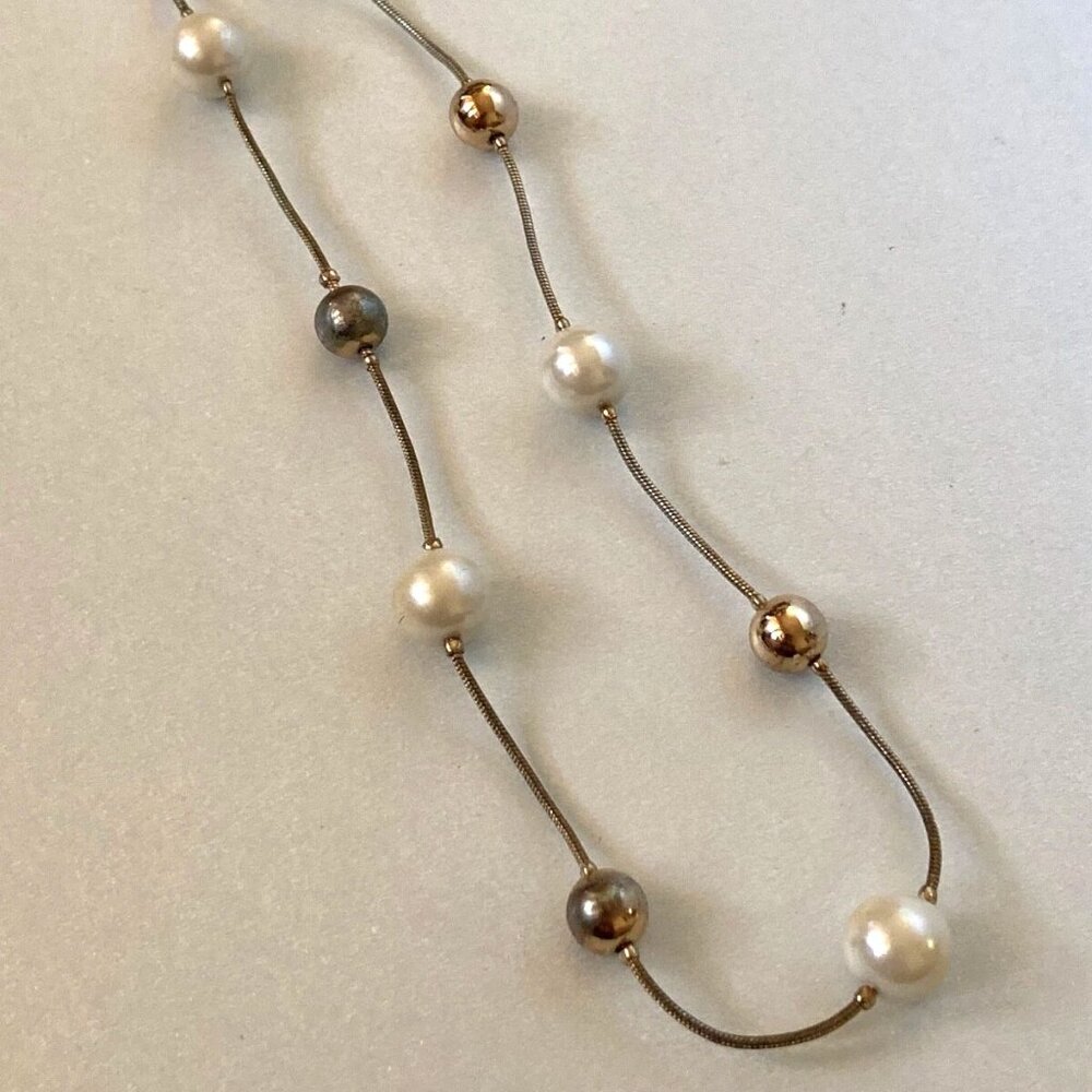 Lot of 2 Anne Klein Loft Outlet jewelry GOLD SILVERTONE PEARL bead Necklaces - Picture 13 of 15